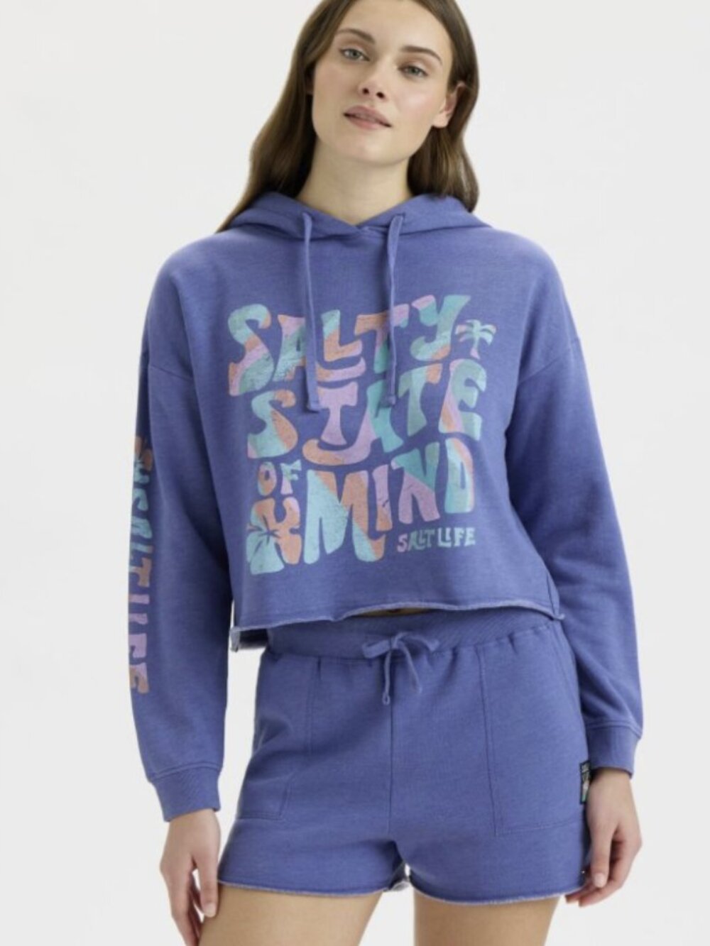 Salt Life Salty State of Mind Indigo Soft Cropped Hoodie Size Adult Medium